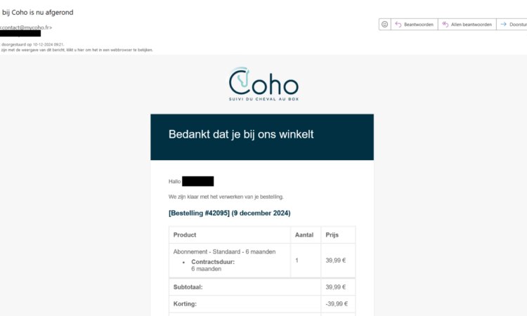 Bevestigingsemail