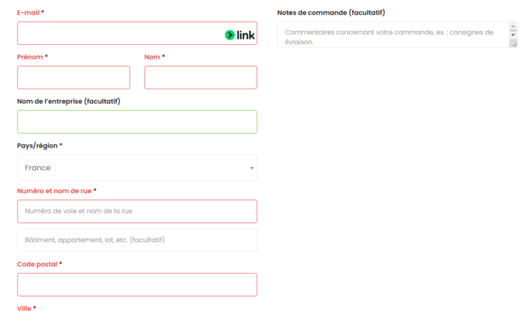 Checkout process fill